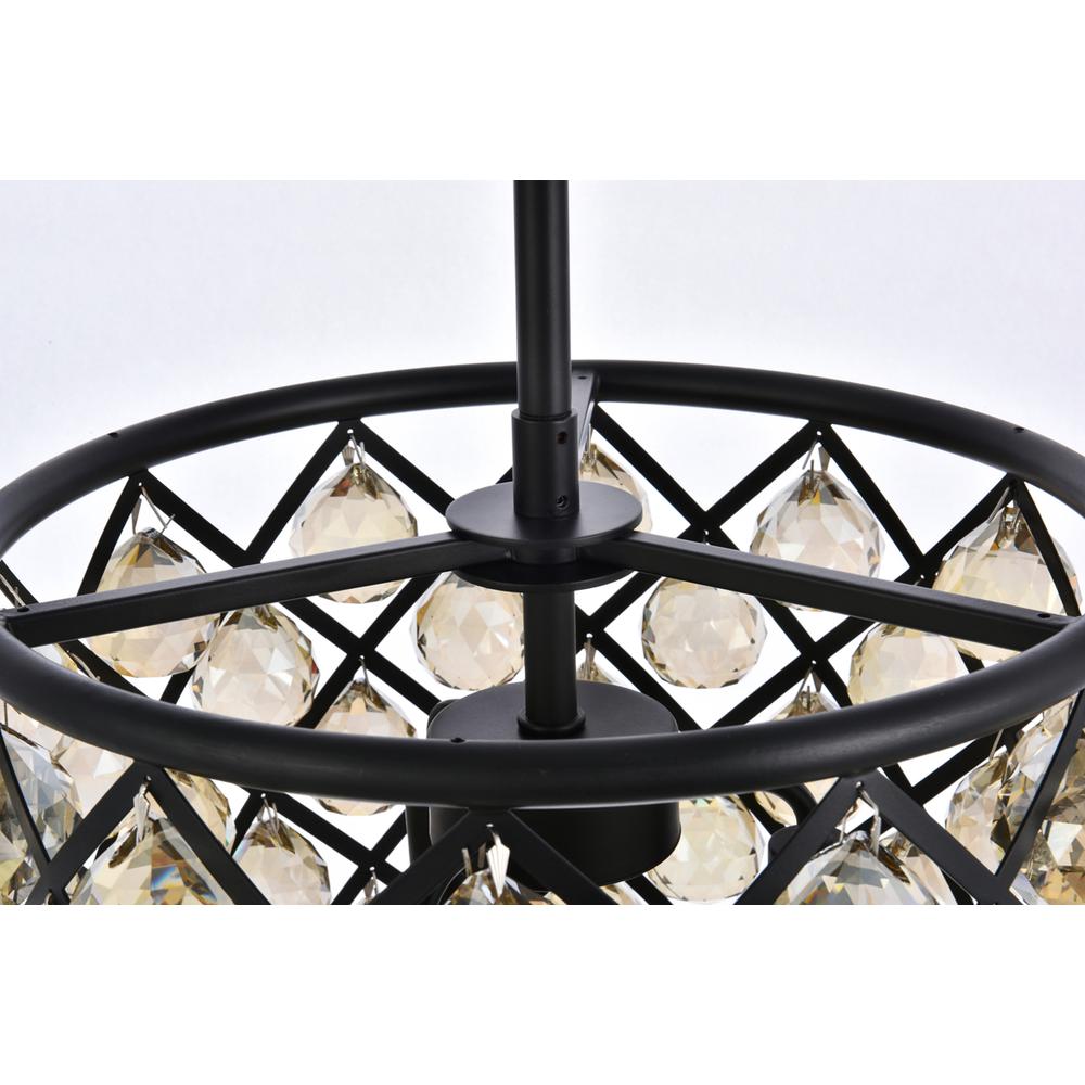 Madison 4 light Matte Black Pendant Golden Teak (Smoky) Royal Cut Crystal. Picture 4