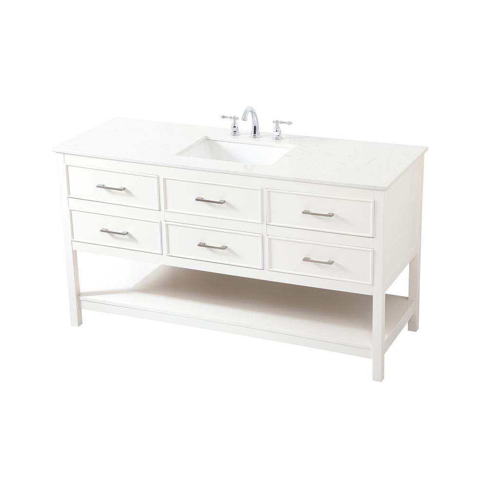 60 inch Single bathroom vanity in white. Picture 8