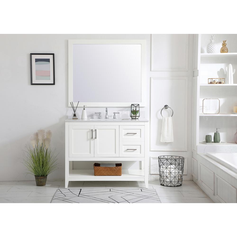 42 inch Single Bathroom Vanity in White with Backsplash. Picture 7