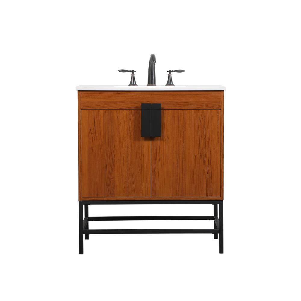 30 inch Single bathroom vanity in teak. Picture 1