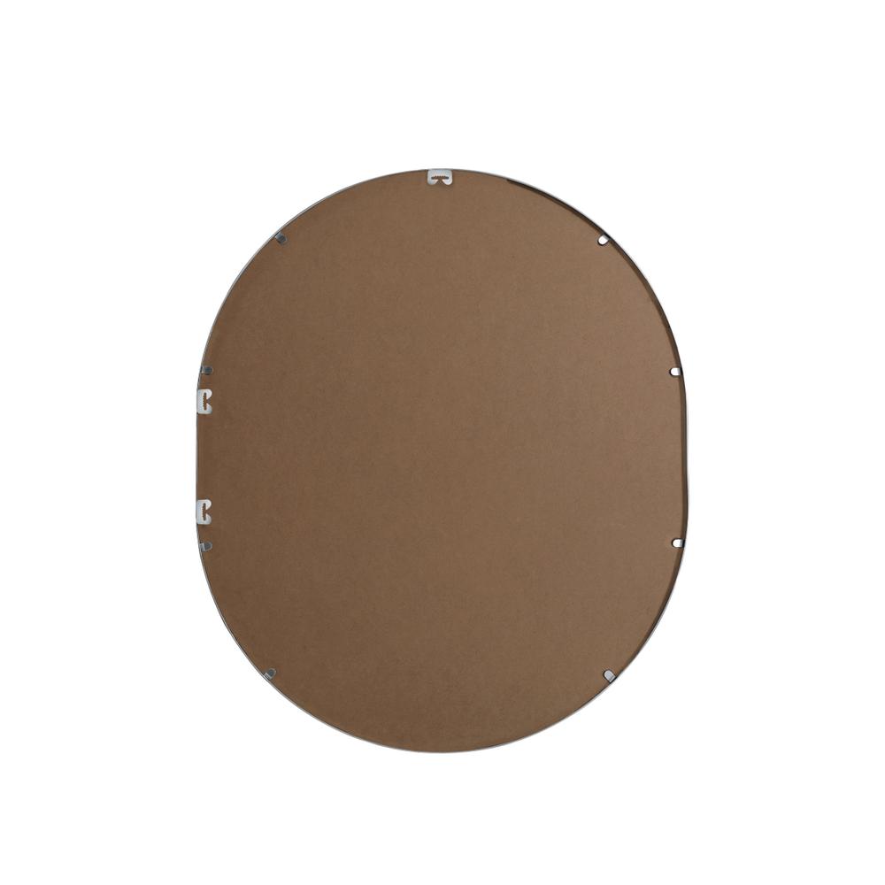 Metal Frame Oval Mirror 30x36 Inch in Silver. Picture 10