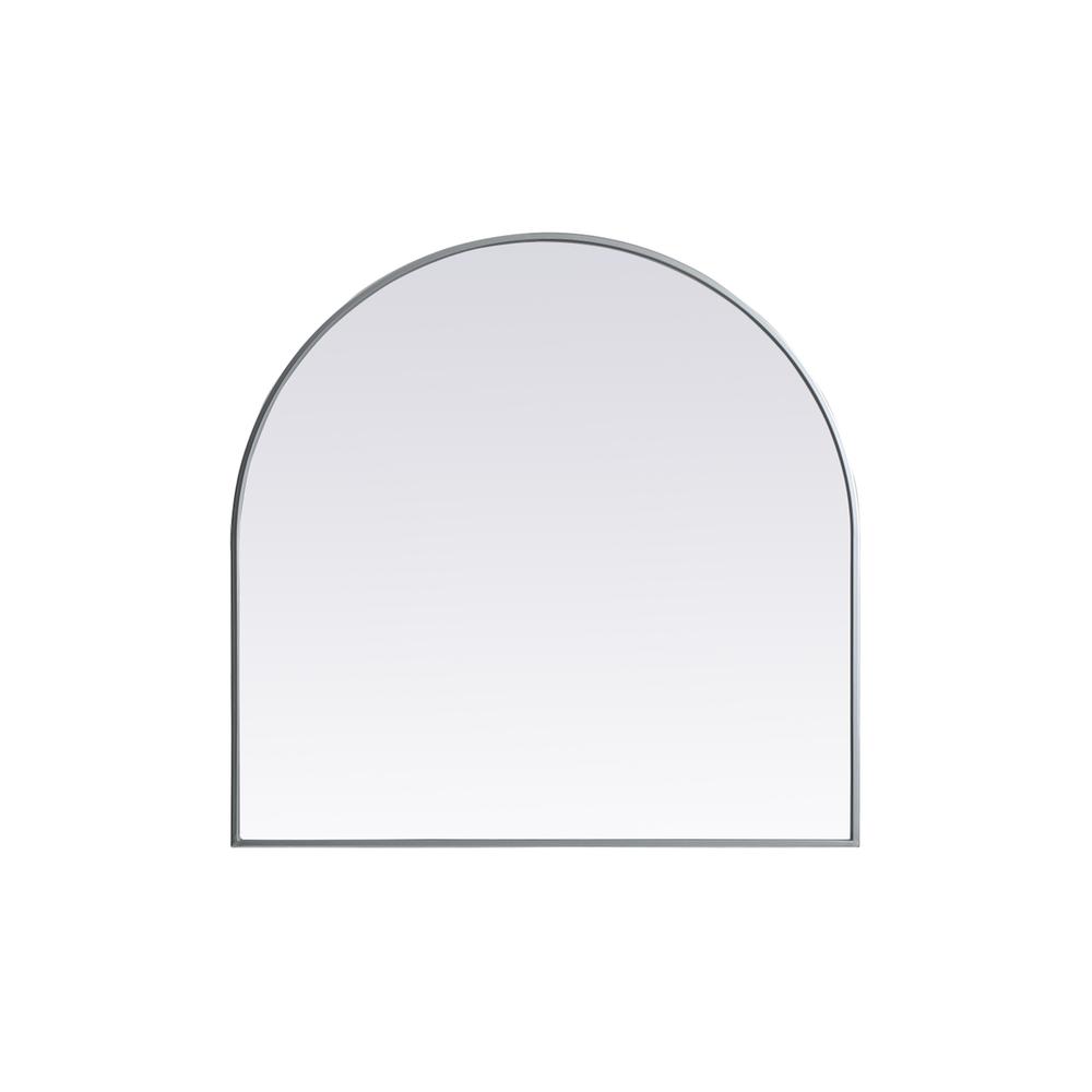Metal Frame Arch Mirror 36x36 Inch in Silver. Picture 1