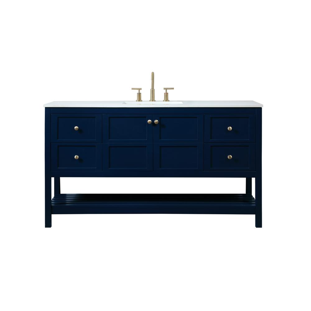 60 inch Single bathroom vanity in blue. Picture 1
