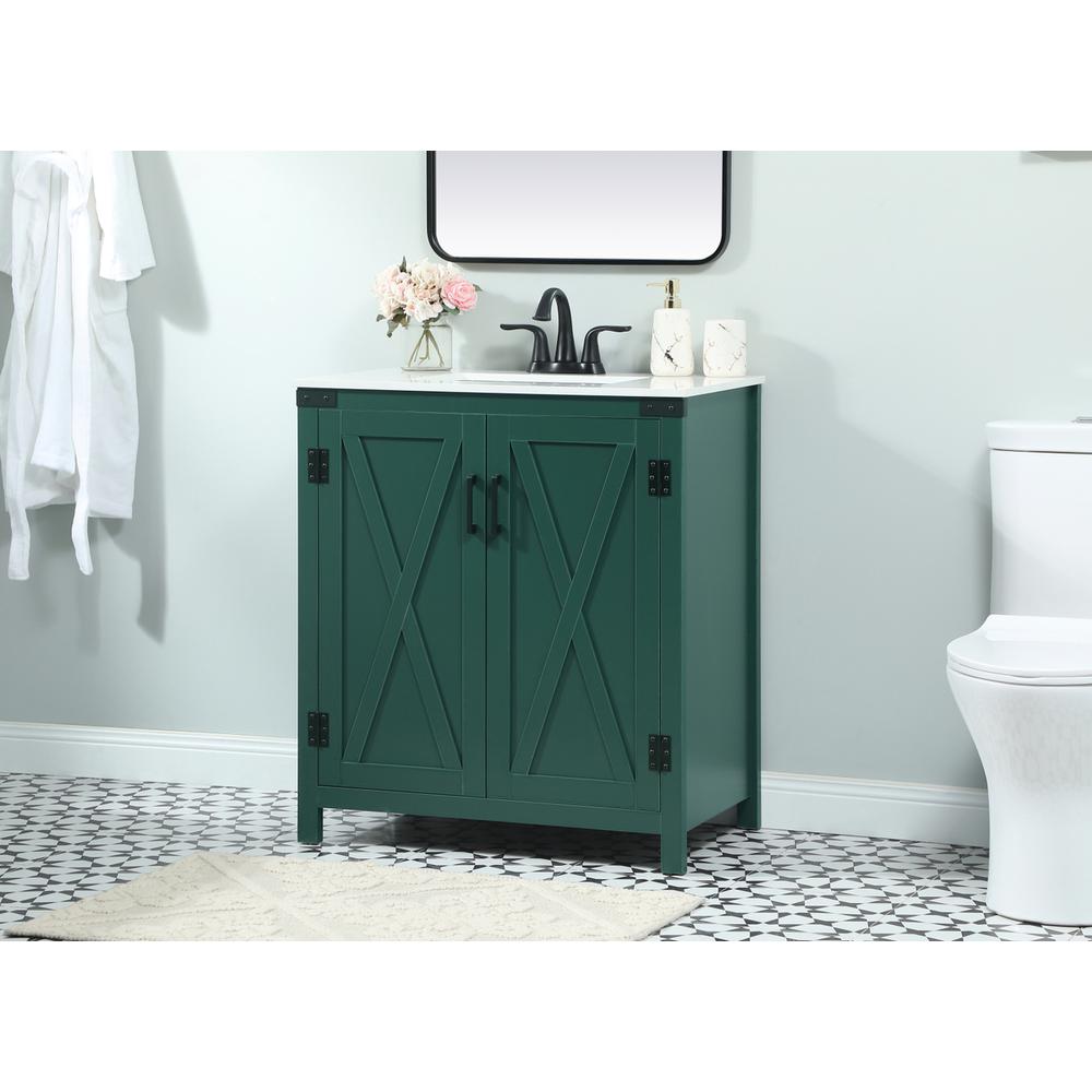30 inch Single bathroom vanity in green. Picture 2