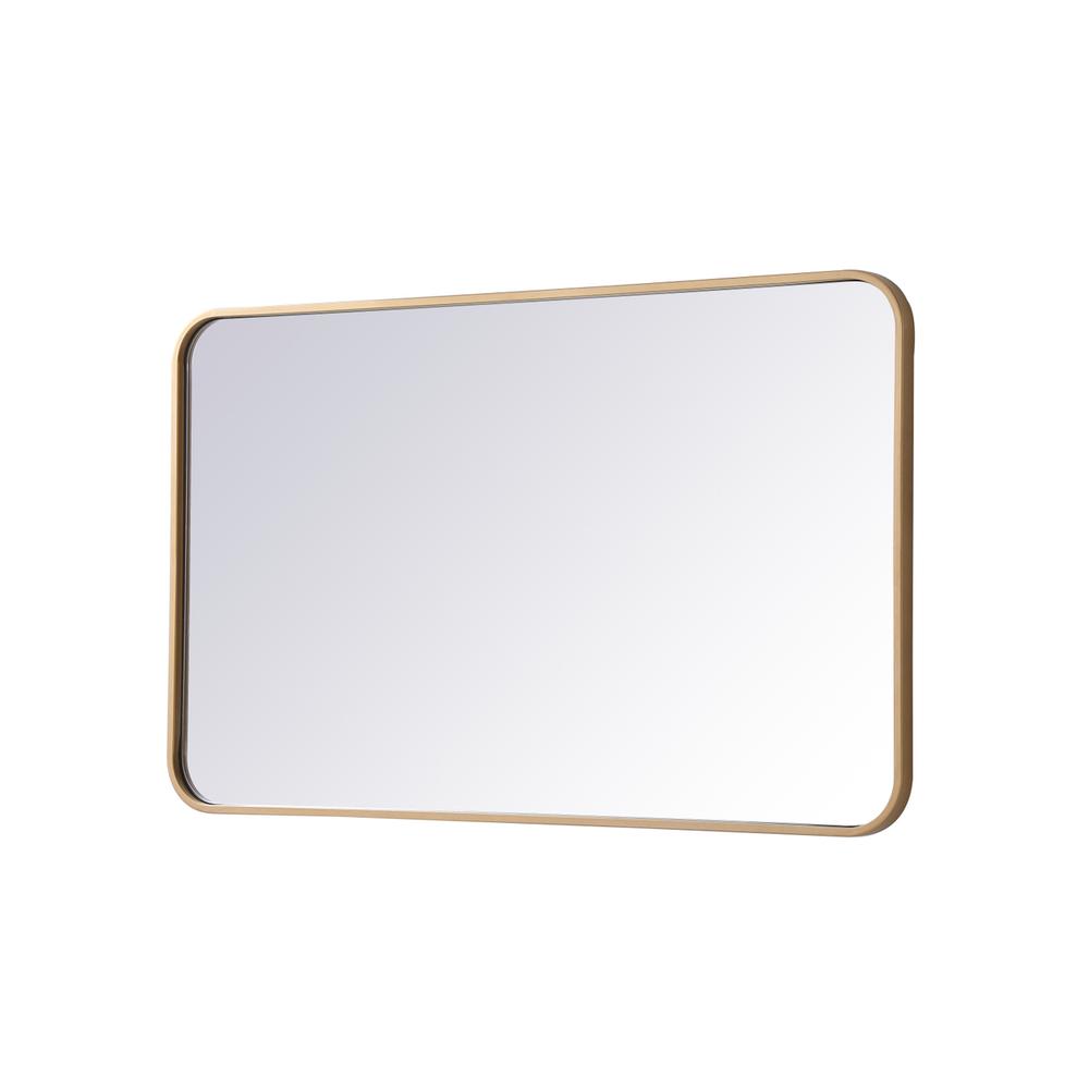 Soft corner metal rectangular mirror 22x36 inch in Brass. Picture 6