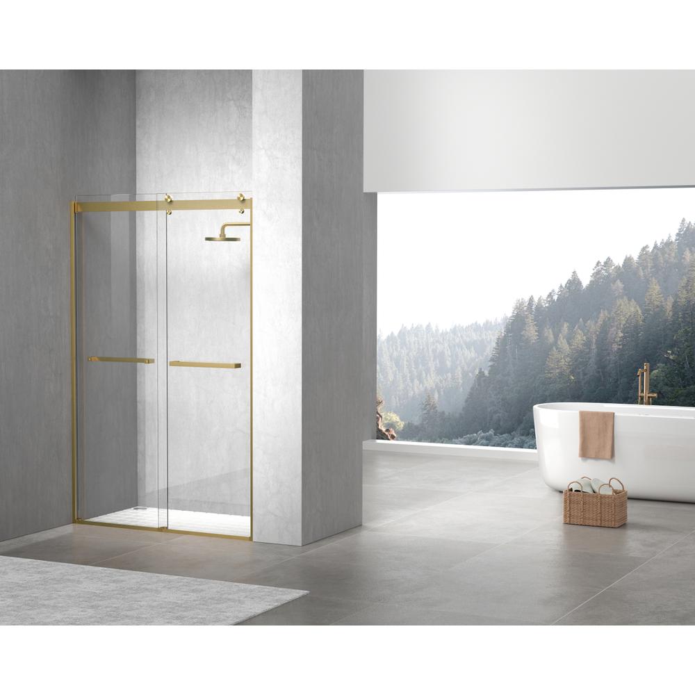 Semi-frameless shower door 48 x 76 Brushed Gold. Picture 11
