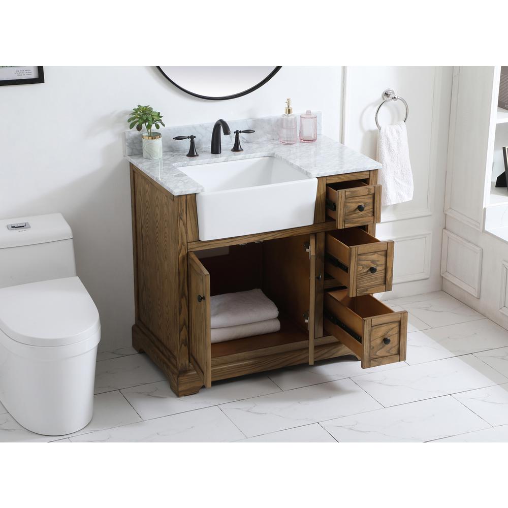36 inch Single bathroom vanity in driftwood with backsplash. Picture 3