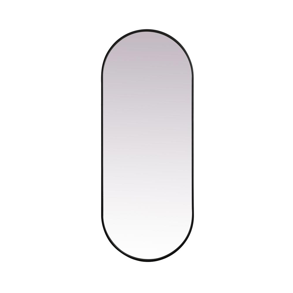 Metal Frame Oval Mirror 24x60 Inch in Black. Picture 1