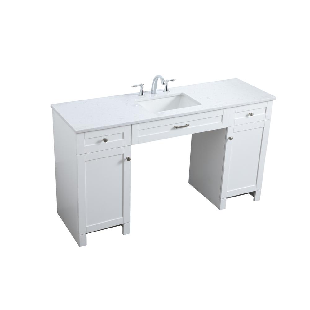60 Inch ADA Compliant Bathroom Vanity In White. Picture 8