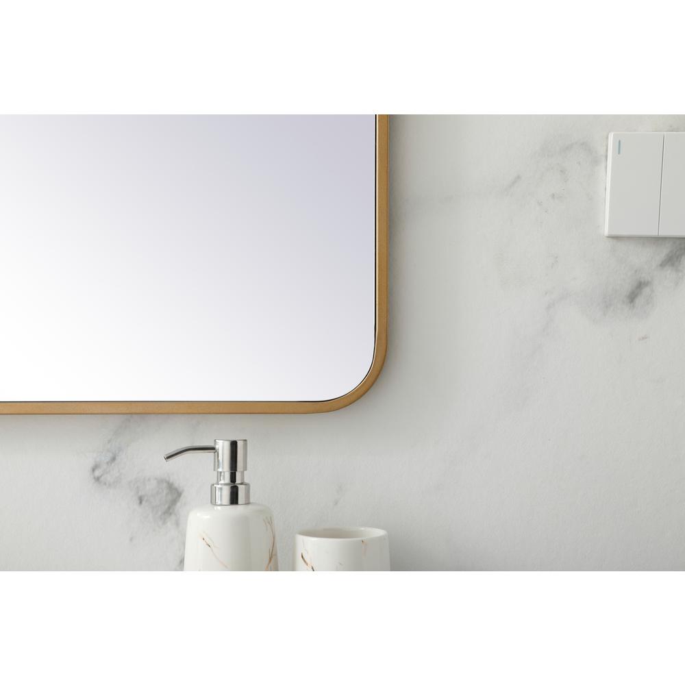 Soft corner metal rectangular mirror 30x36 inch in Brass. Picture 3