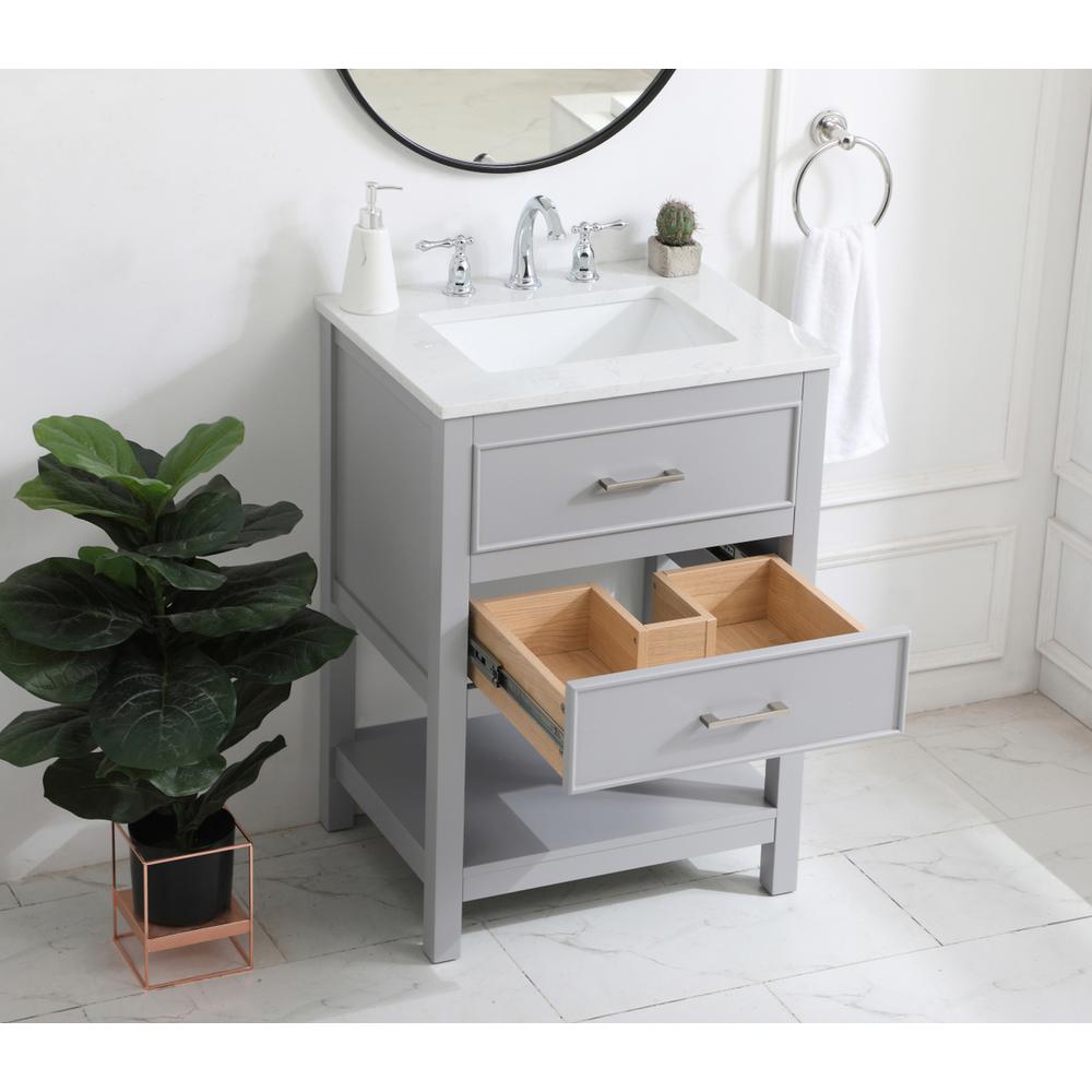24 inch Single Bathroom Vanity in Grey. Picture 3