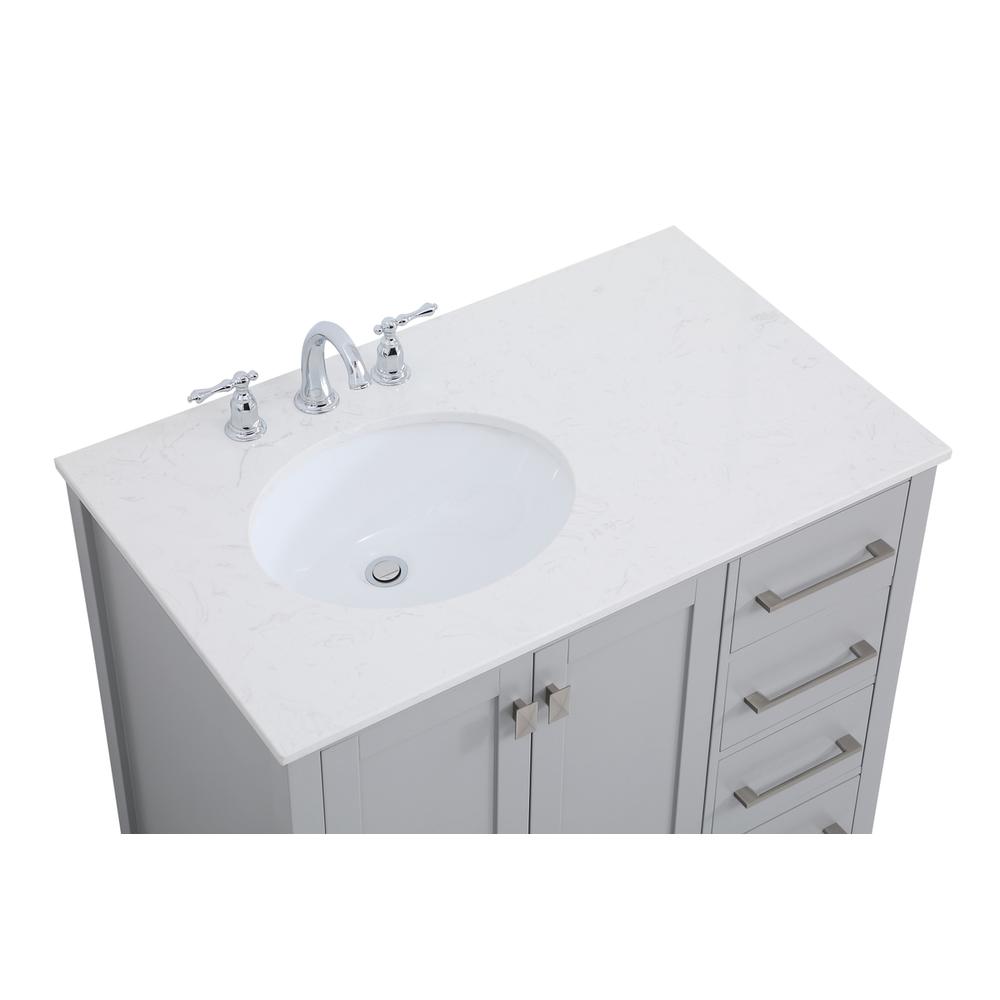 36 inch Single Bathroom Vanity in Gray. Picture 9