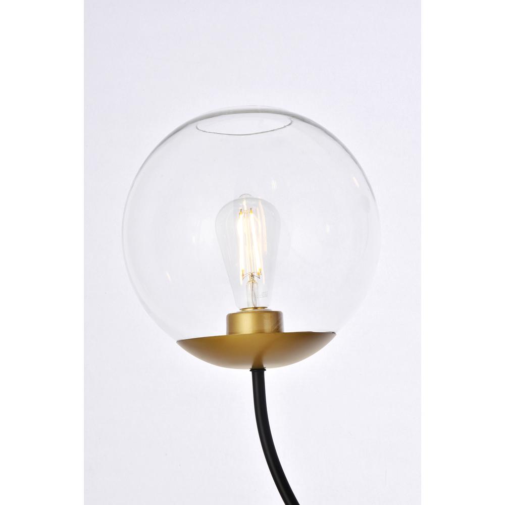 Lennon 31.5 inch pendant in black and brass with clear shade. Picture 4
