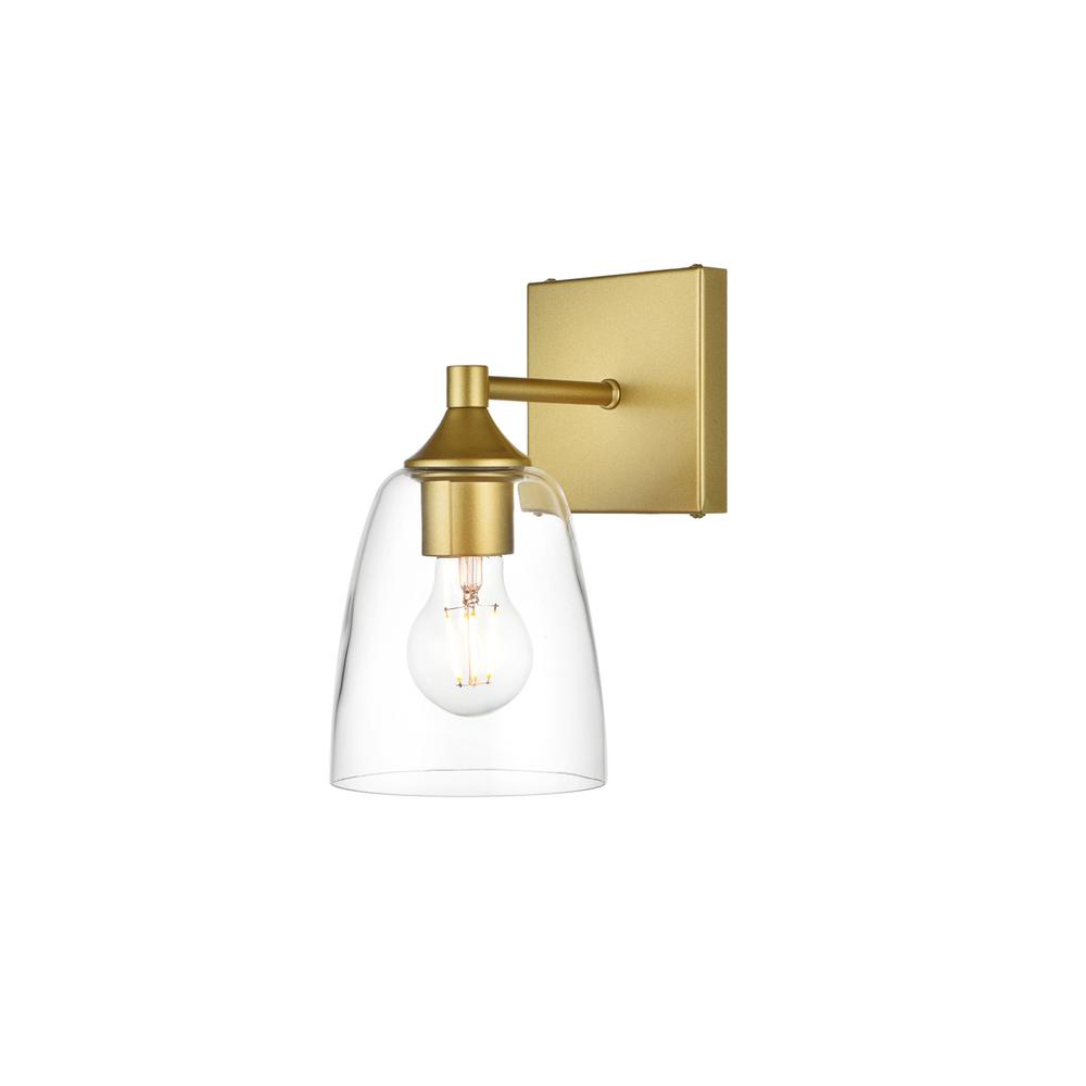 Gianni 1 light Brass and Clear Bath Sconce. Picture 2