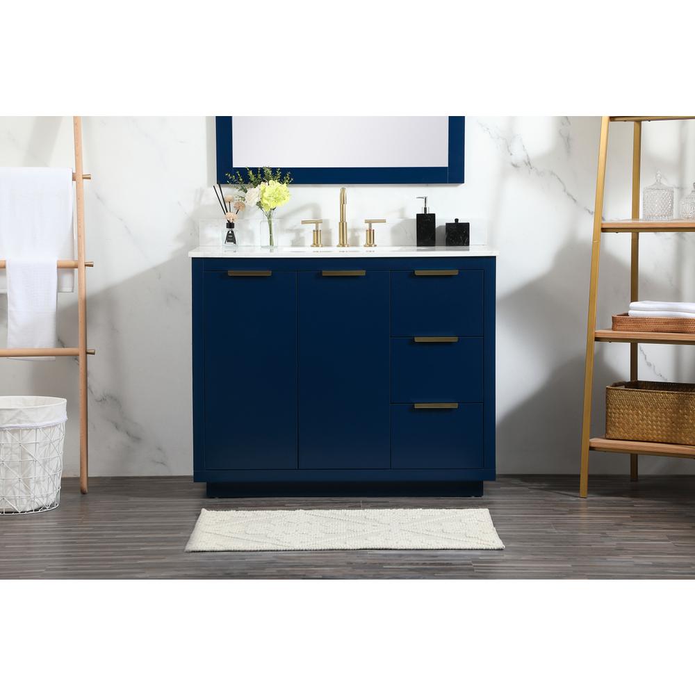 42 inch Single bathroom vanity in blue with backsplash. Picture 14