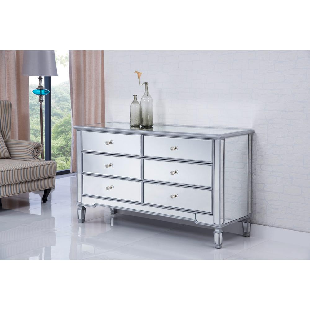 6 drawers cabinet 60 in. x 20 in. x 34 in. in silver paint. Picture 2