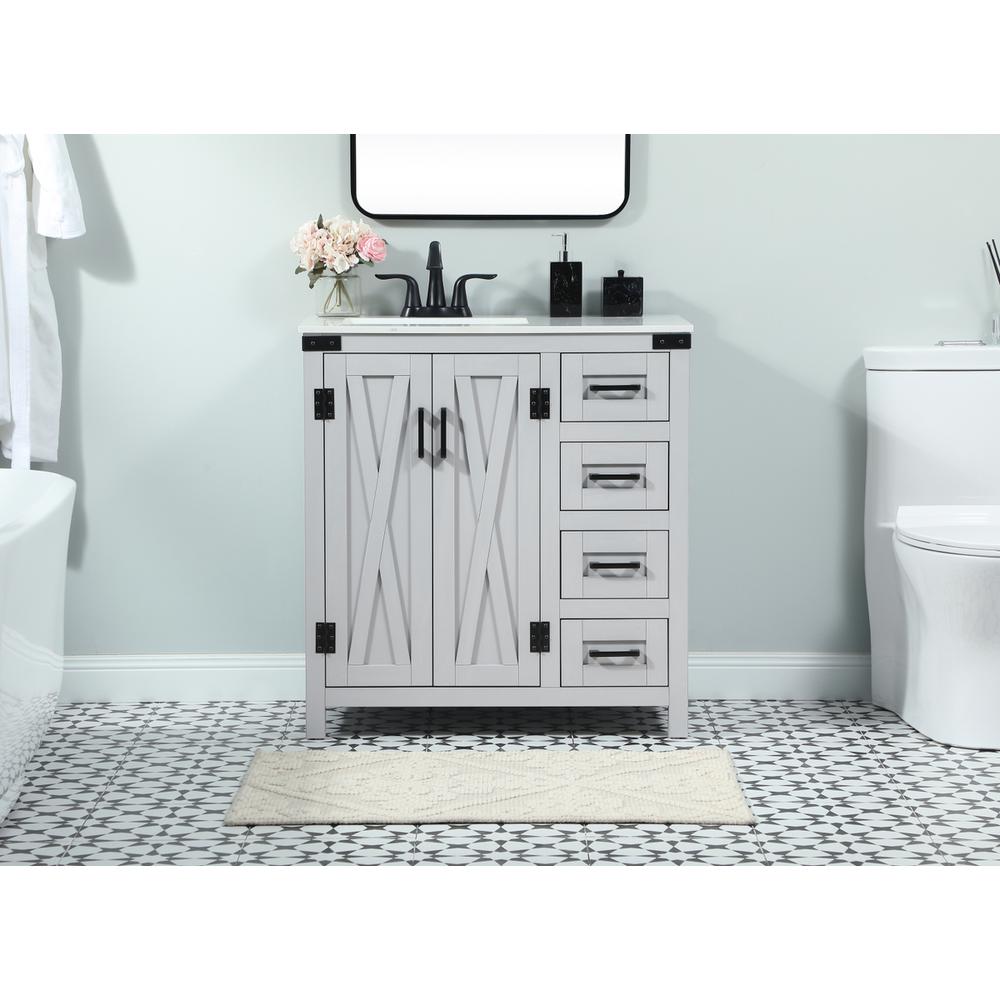 32 inch Single bathroom vanity in grey. Picture 14