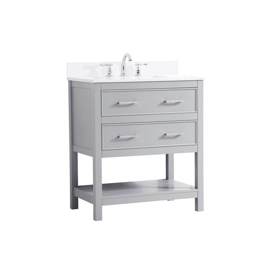 30 inch Single Bathroom Vanity in Grey with Backsplash. Picture 7