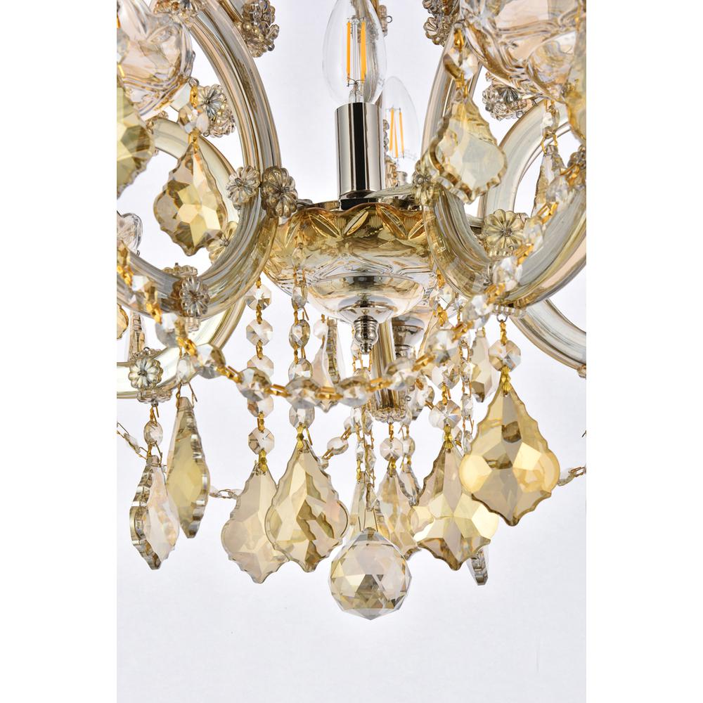 Maria Theresa 6 light Gold Pendant Golden Teak (Smoky) Royal Cut Crystal. Picture 3