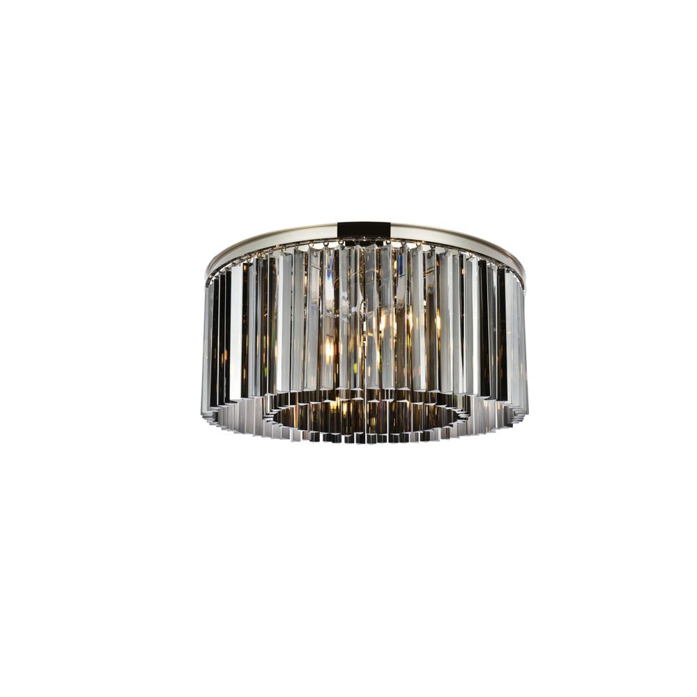 Sydney 8 light polished nickel Flush Mount Silver Shade (Grey) Royal Cut Crystal. Picture 1