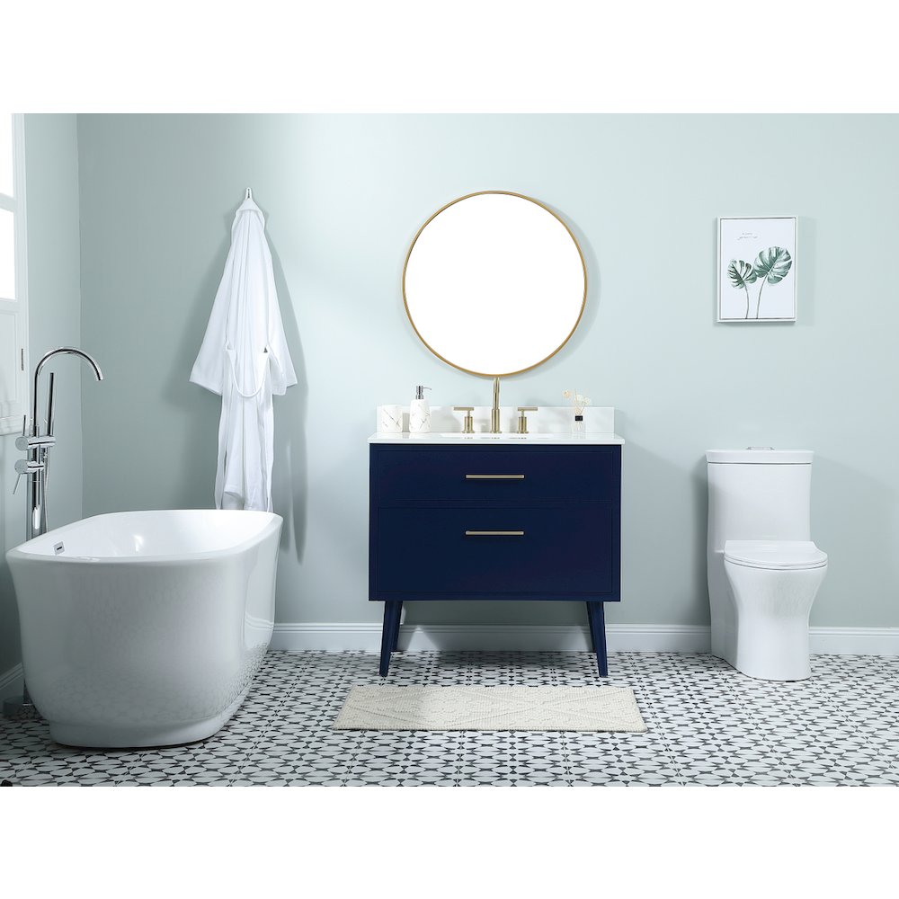 36 Inch Bathroom Vanity In Blue With Backsplash. Picture 5