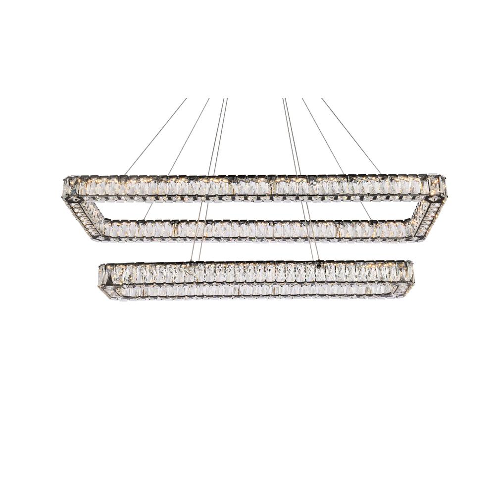 Monroe 50 inch LED double rectangle pendant in black. Picture 2