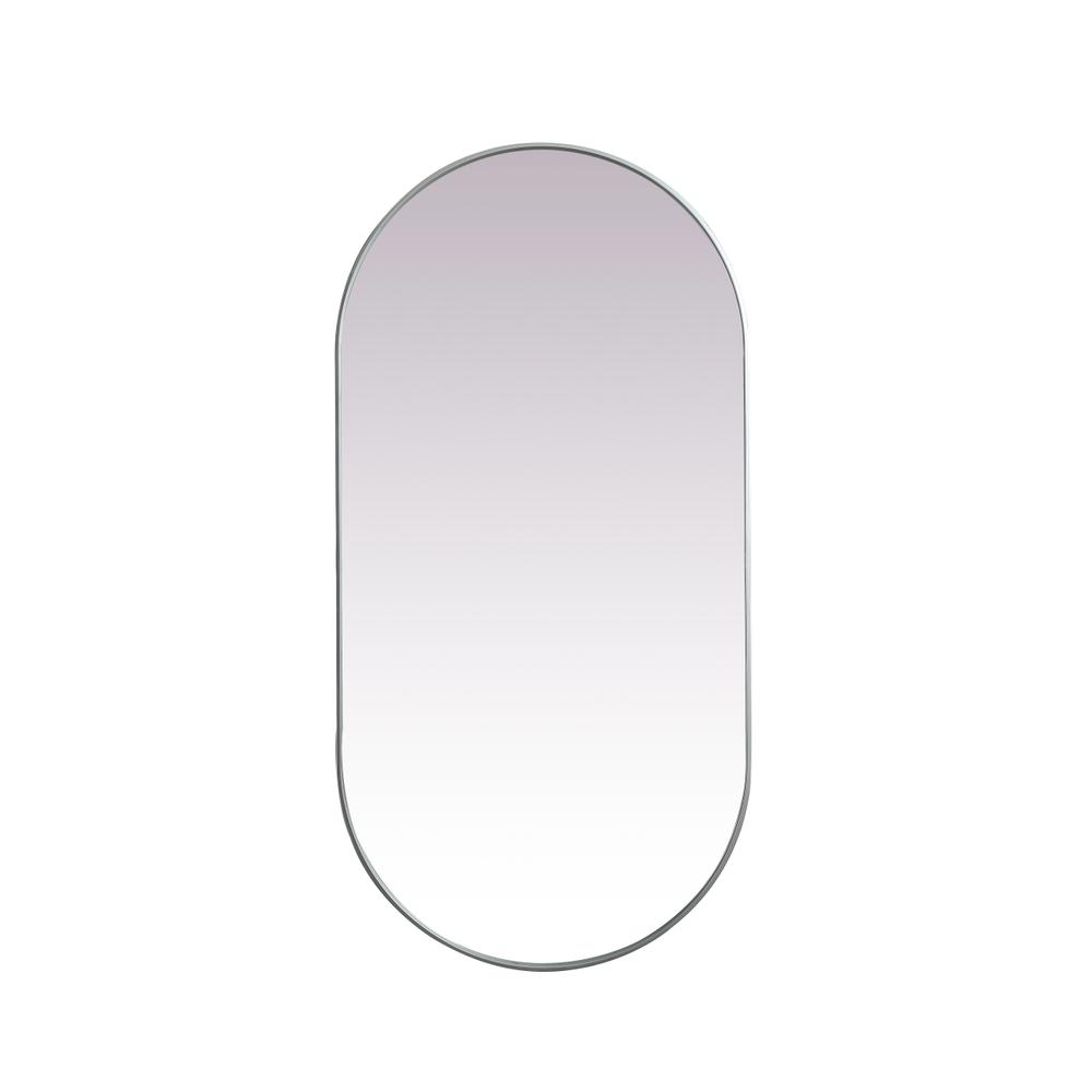Metal Frame Oval Mirror 36x72 Inch in Silver. Picture 1