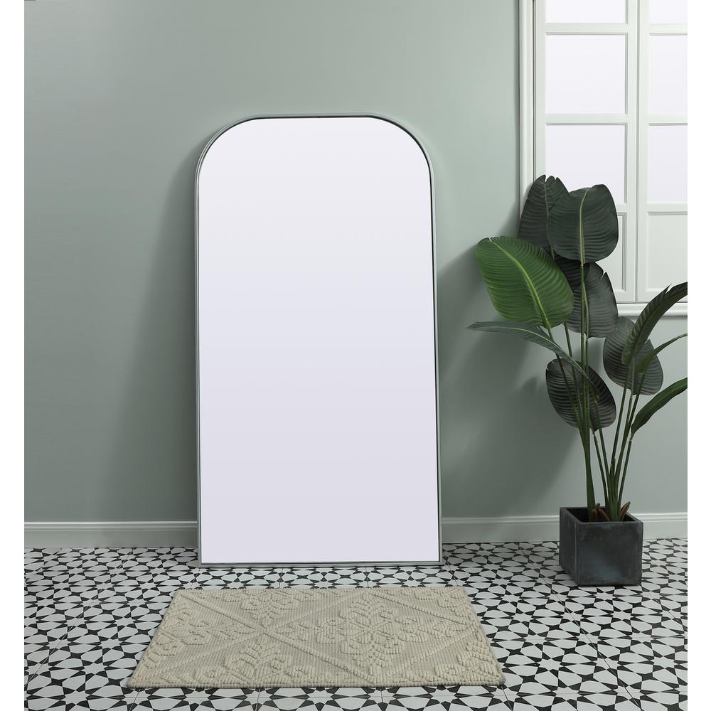 Metal Frame Arch Full Length Mirror 35x66 Inch in Silver. Picture 8