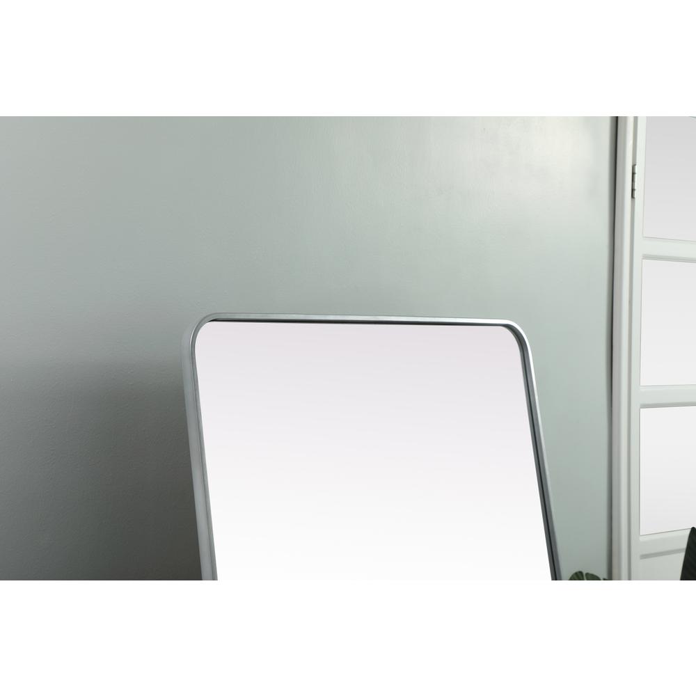 Soft Corner Metal Rectangle Full Length Mirror 32x72 Inch in Silver. Picture 3