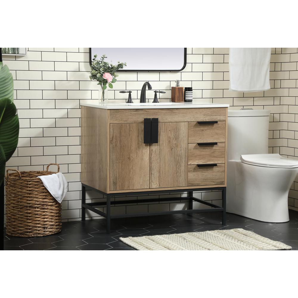 36 inch Single bathroom vanity in natural oak. Picture 2