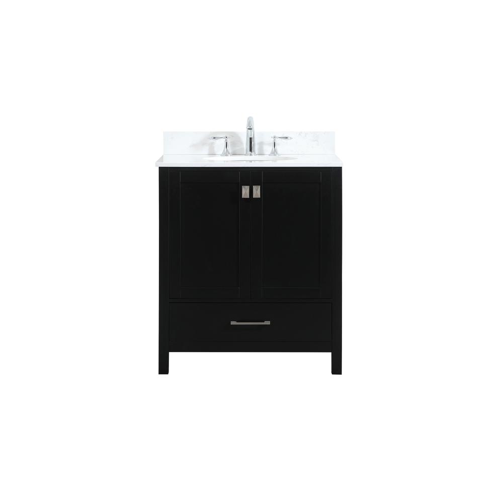 30 inch Single bathroom vanity in black with backsplash. Picture 1