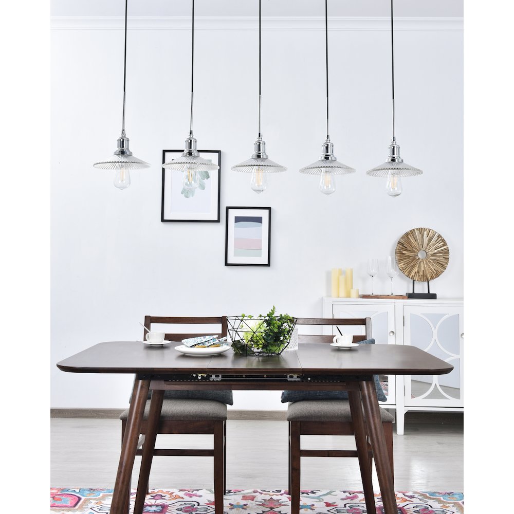 Waltz 5 Light Chrome Pendant. Picture 2