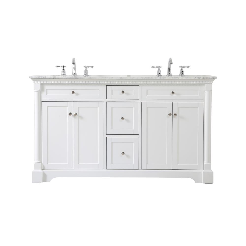 60 inch double bathroom vanity in White. Picture 1