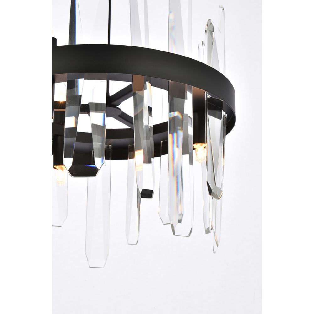 Serena 12 inch crystal round pendant in black. Picture 3