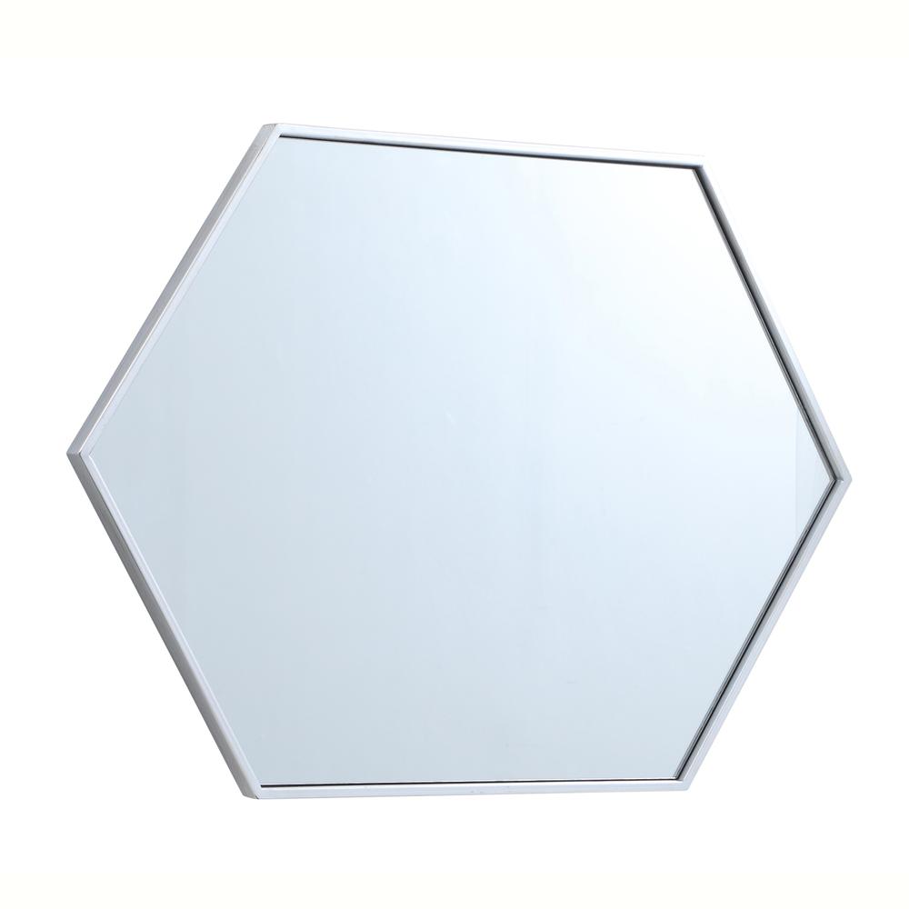Metal frame hexagon mirror 24 inch in silver. Picture 9