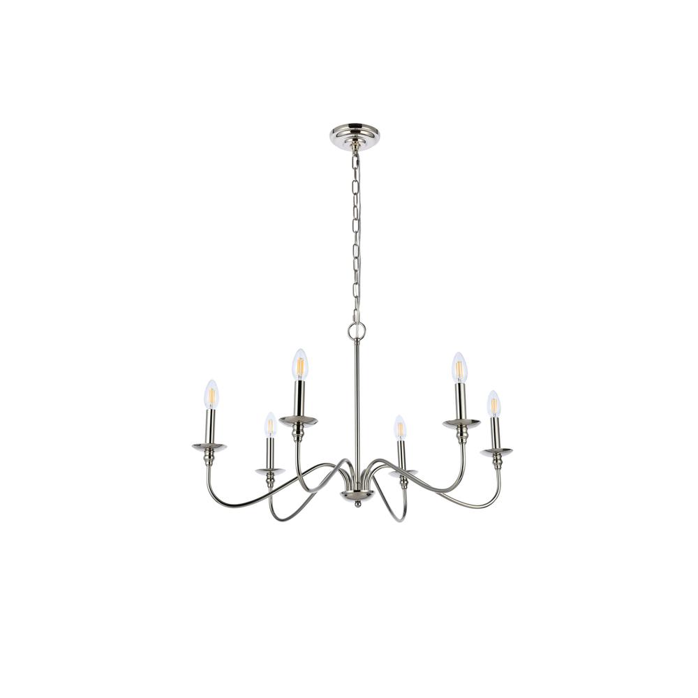 Rohan 30 inch chandelier in polished nickel. Picture 6