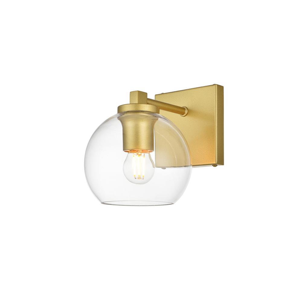Juelz 1 light Brass and Clear Bath Sconce. Picture 2