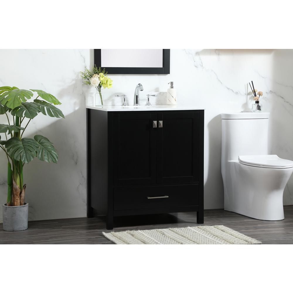 30 inch Single bathroom vanity in black with backsplash. Picture 2