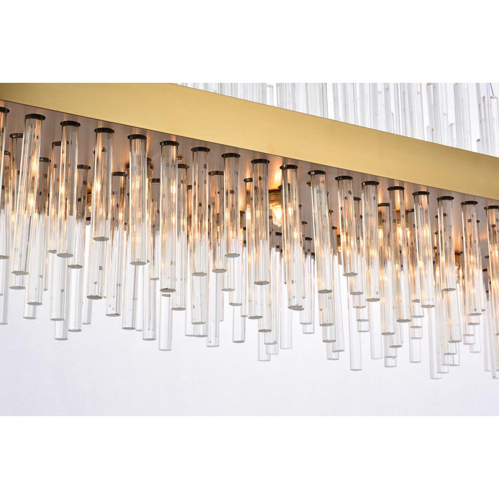 Dallas 48 inch rectangle crystal pendant in satin gold. Picture 3