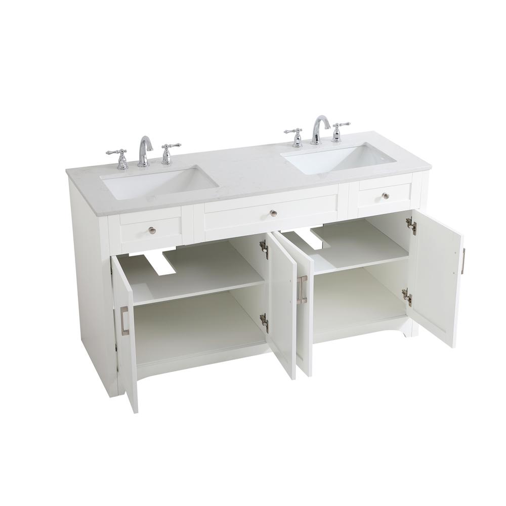 60 inch Double Bathroom Vanity in White. Picture 9