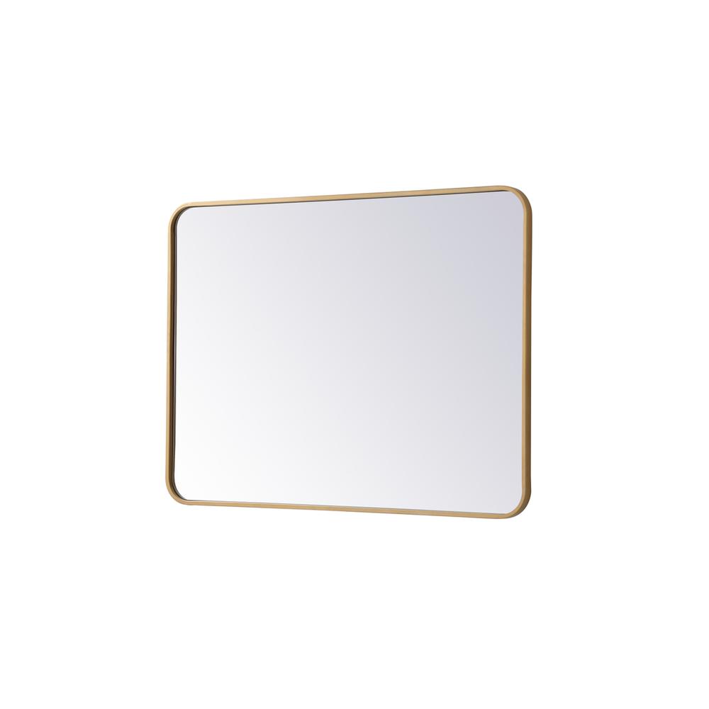 Soft corner metal rectangular mirror 27x36 inch in Brass. Picture 5