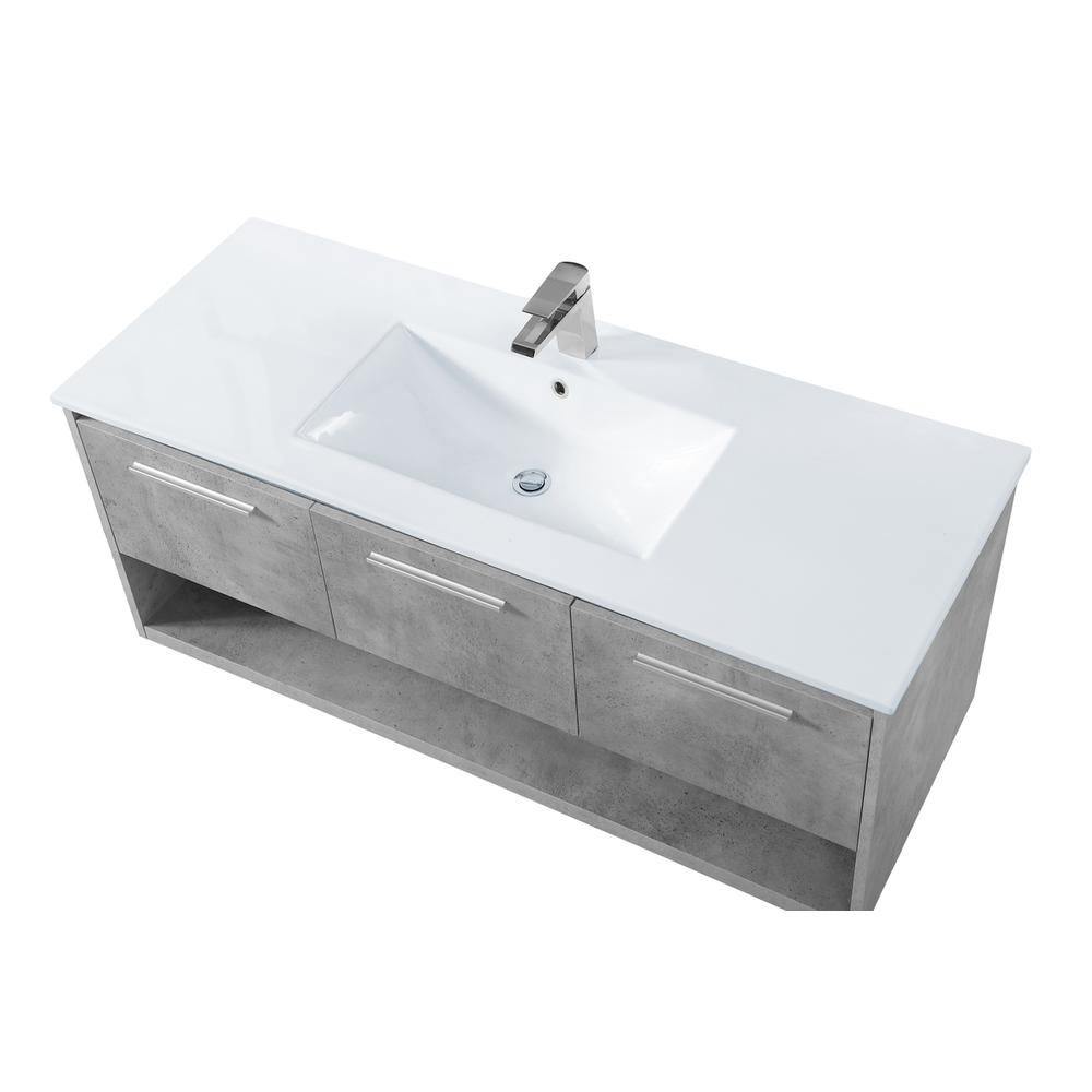 48 inch  Single Bathroom Floating Vanity in Concrete Grey. Picture 9