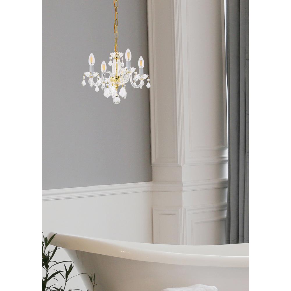 Rococo 4 light Gold Pendant Clear Royal Cut Crystal. Picture 7