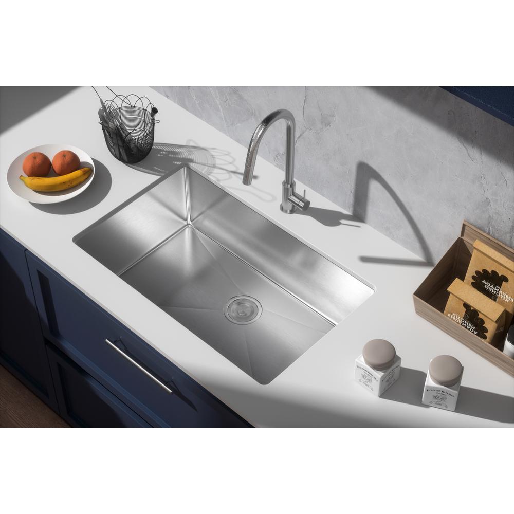 Stainless Steel undermount kitchen sink L32''xW19'' x H10". Picture 4