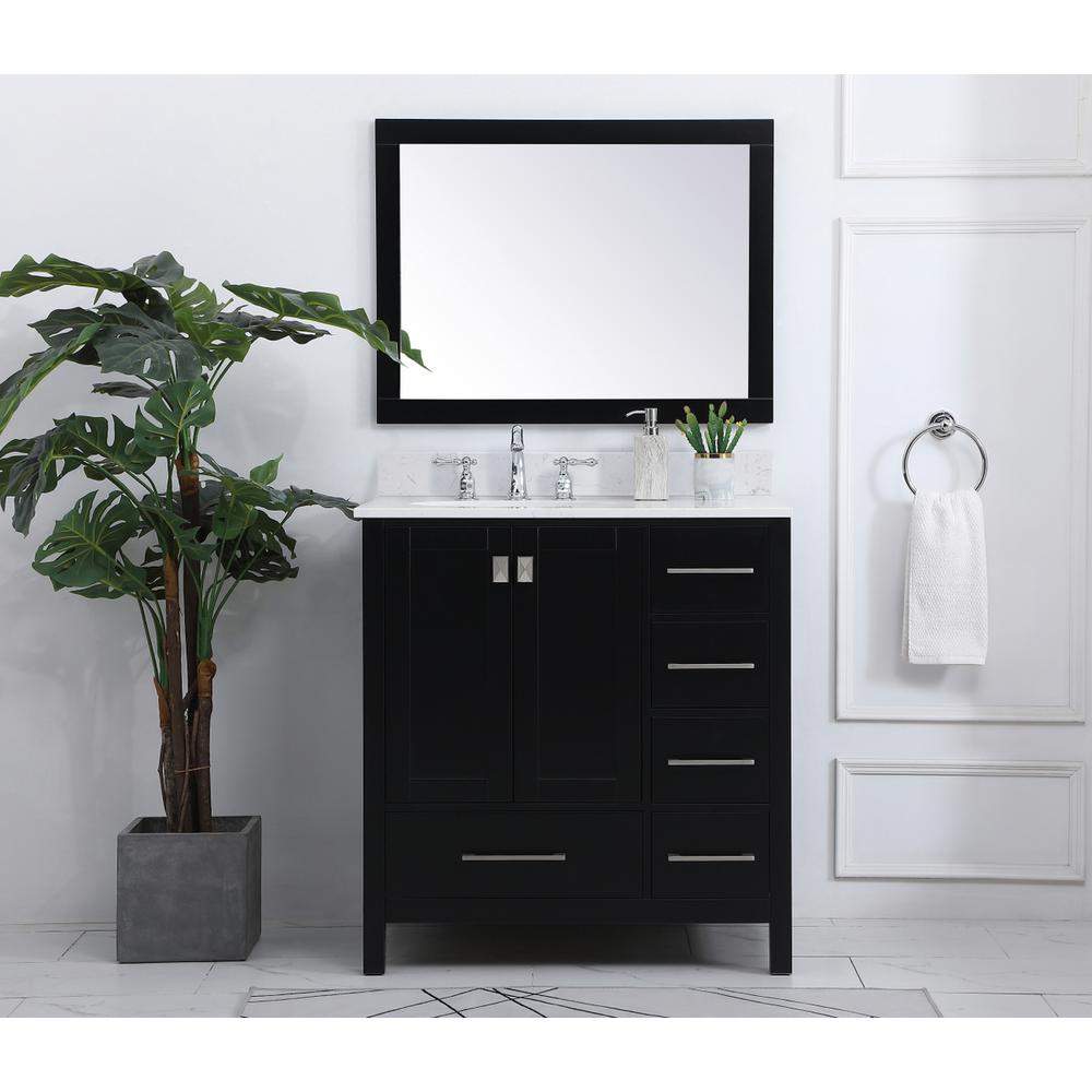 32 inch Single Bathroom Vanity in Black with Backsplash. Picture 4