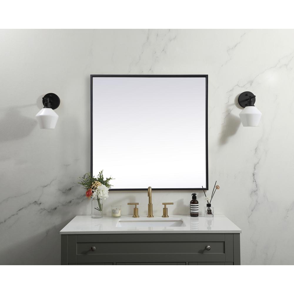 Metal Frame Square Mirror 24 inch in Black. Picture 9