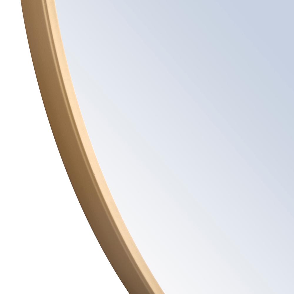 Metal frame Round Mirror 24 inch Brass finish. Picture 5