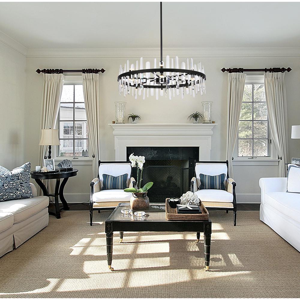 Serena 36 inch crystal round chandelier in black. Picture 7