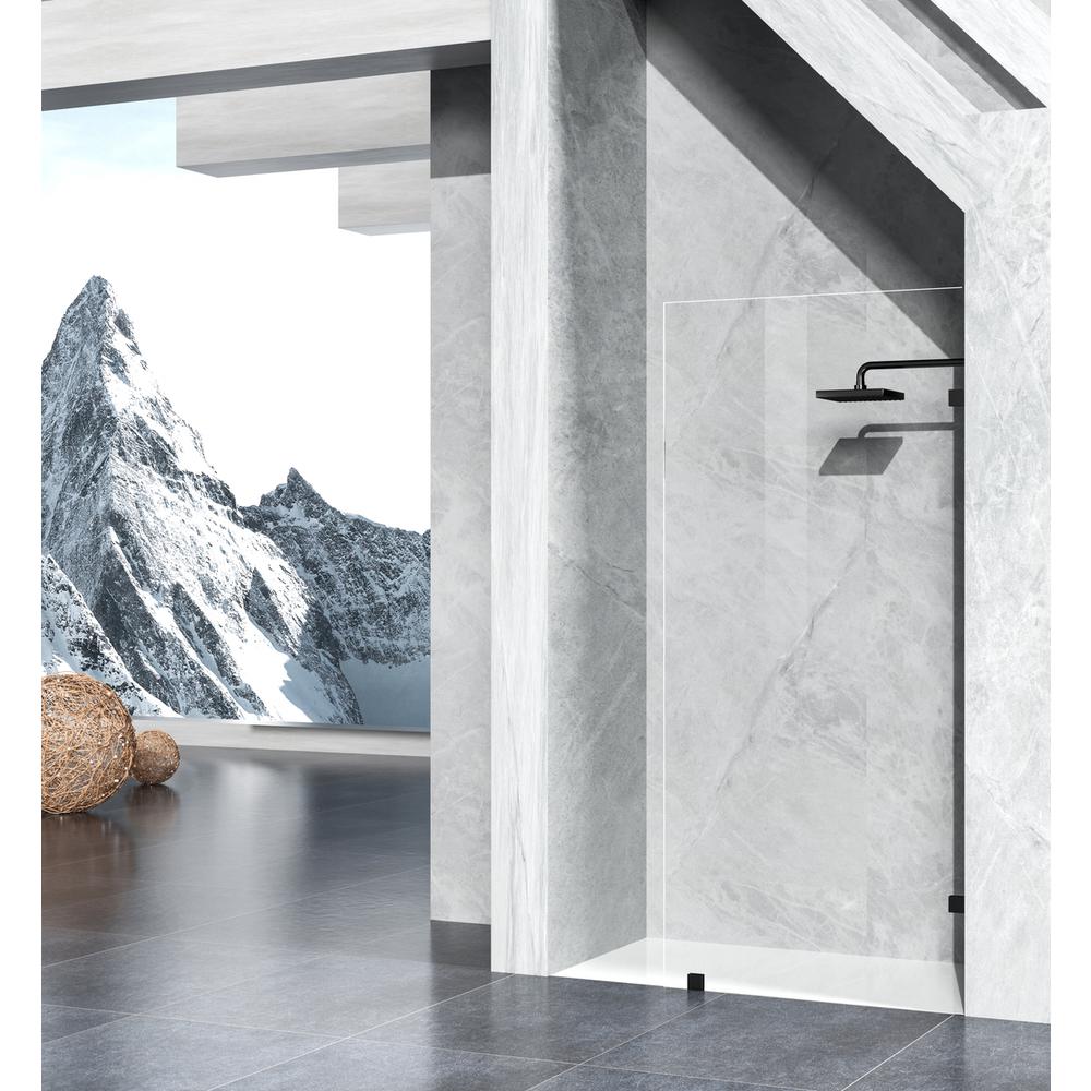 Fixed frameless shower door 35 x 78 Matte Black. Picture 2
