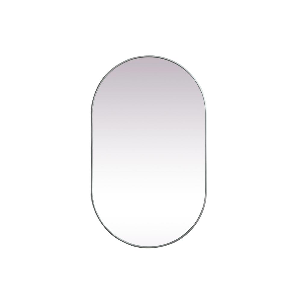Metal Frame Oval Mirror 36x60 Inch in Silver. Picture 1